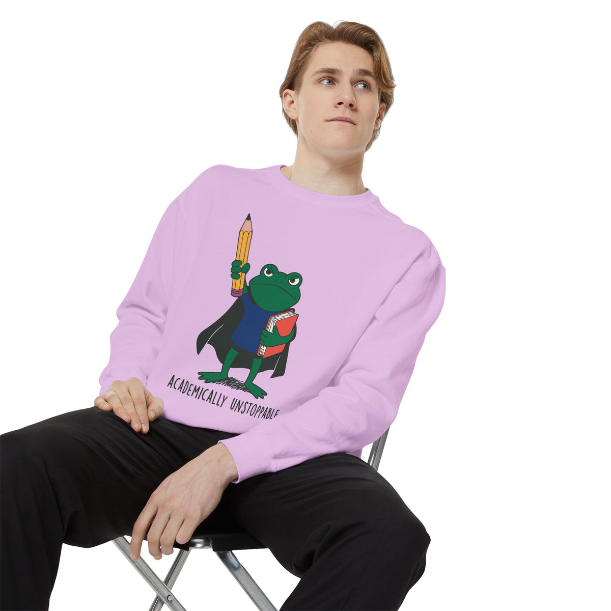 Academically Unstoppable Frog Sweatshirt, Funny Teacher Shirt, Book Lover Gift for Educator, Back to School Outfit, Classroom Crewneck