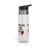Custom Penguin Name Water Bottle, Personalized Christmas Drink Bottle for Kids, Cute Winter School Bottle, Holiday Gift for Boys and Girls
