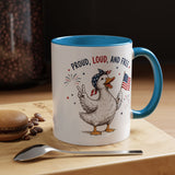 Funny Patriotic Goose Coffee Mug, Proud Loud and Free Mug, American Flag Goose Cup, Fourth of July Gift, USA Pride Coffee Mug