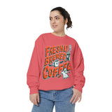 Coffee Lover Halloween Sweatshirt, Freshly Brewed Coffee Ghost Pullover, Cute Spooky Season Gift for Barista and Caffeine Fan, Gift for Her