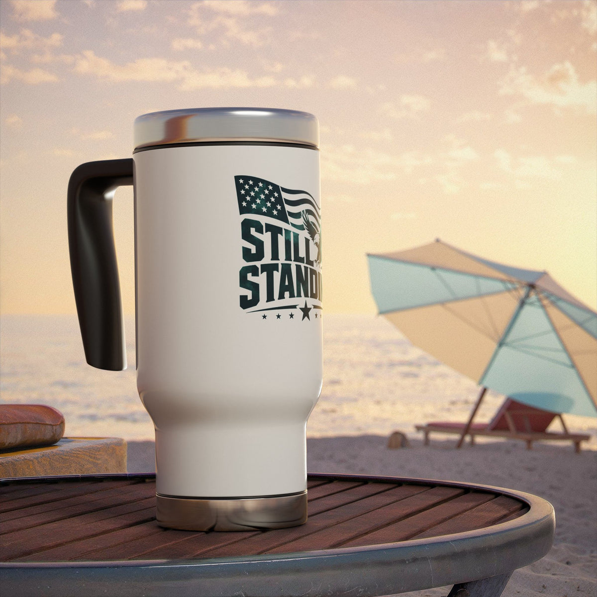 Still Standing Patriotic Coffee Cup, Military Stainless Steel Travel Mug, American Eagle Drinkware, Veteran Gift, Service Member Gift