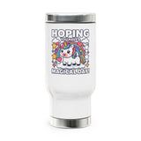 Unicorn Stainless Steel Travel Mug, Hoping You Have a Magical Day Cup, Rainbow Fantasy Gift for Her, Cute Birthday Gift