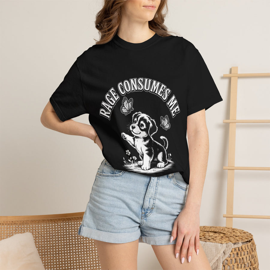 Funny Dog Lover Comfort Shirt, Rage Consumes Me Puppy Graphic Tee, Cute Sarcastic Dog Tshirt for Pet Owners and Introverts