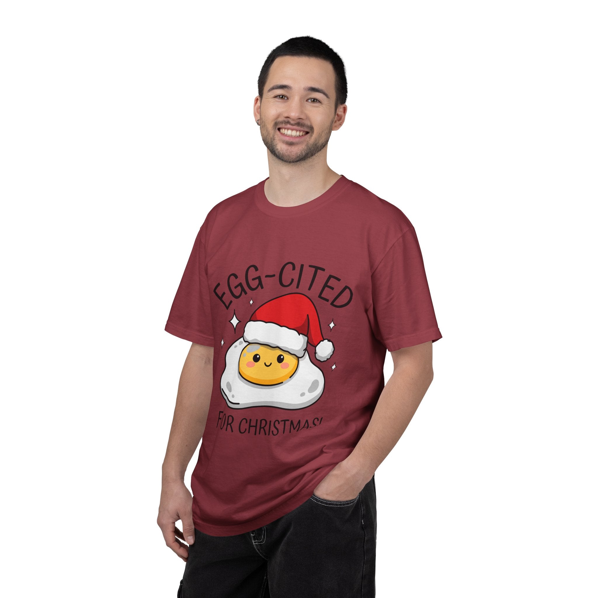 Egg-Cited for Christmas Shirt, Funny Fried Egg T-Shirt, Cute Food Pun Holiday Tee, Christmas Breakfast Gift for Brunch Lover or Cook