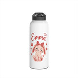 Cute Bunny Personalized Water Bottle, Custom Name Drink Bottle, Adorable School Gift, Rabbit Lover Gift, Birthday Gift, Reusable Kids Bottle