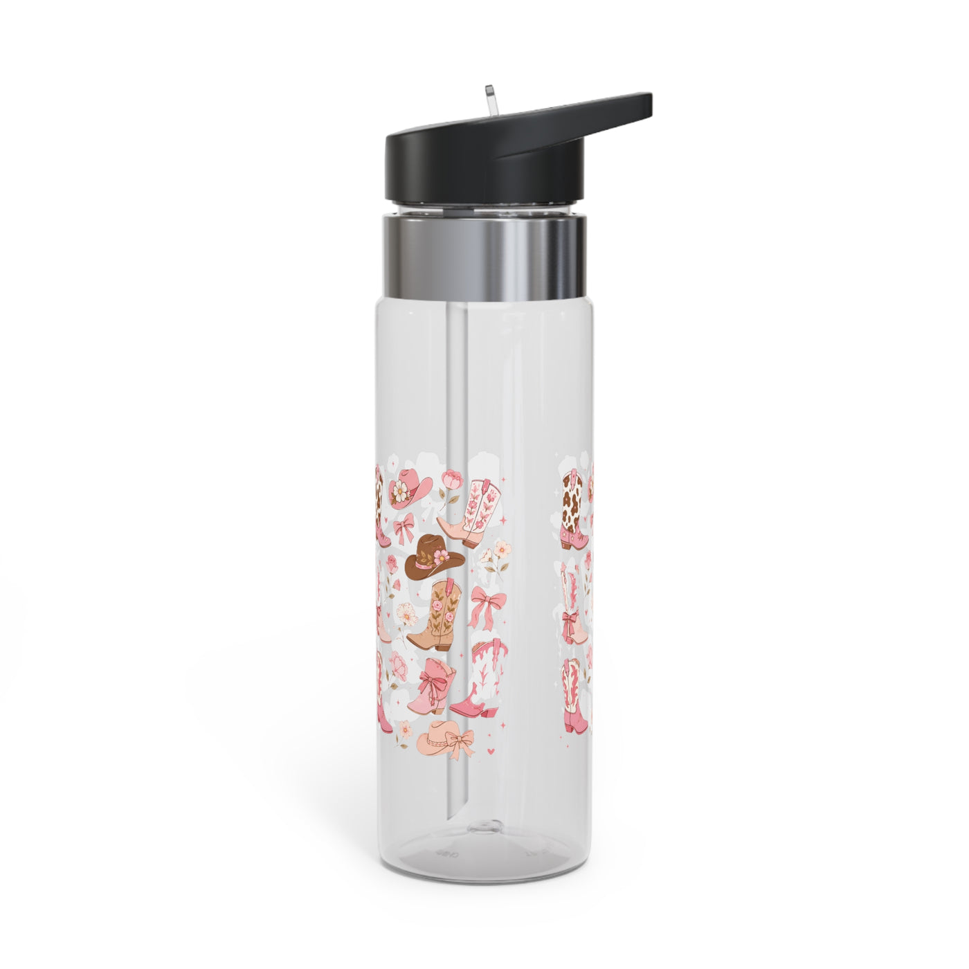 Cowgirl Western Boots Transparent Water Bottle, Cute Country Drinkware, Pink Rodeo Gift for Her, Cowgirl Gym and Everyday Hydration