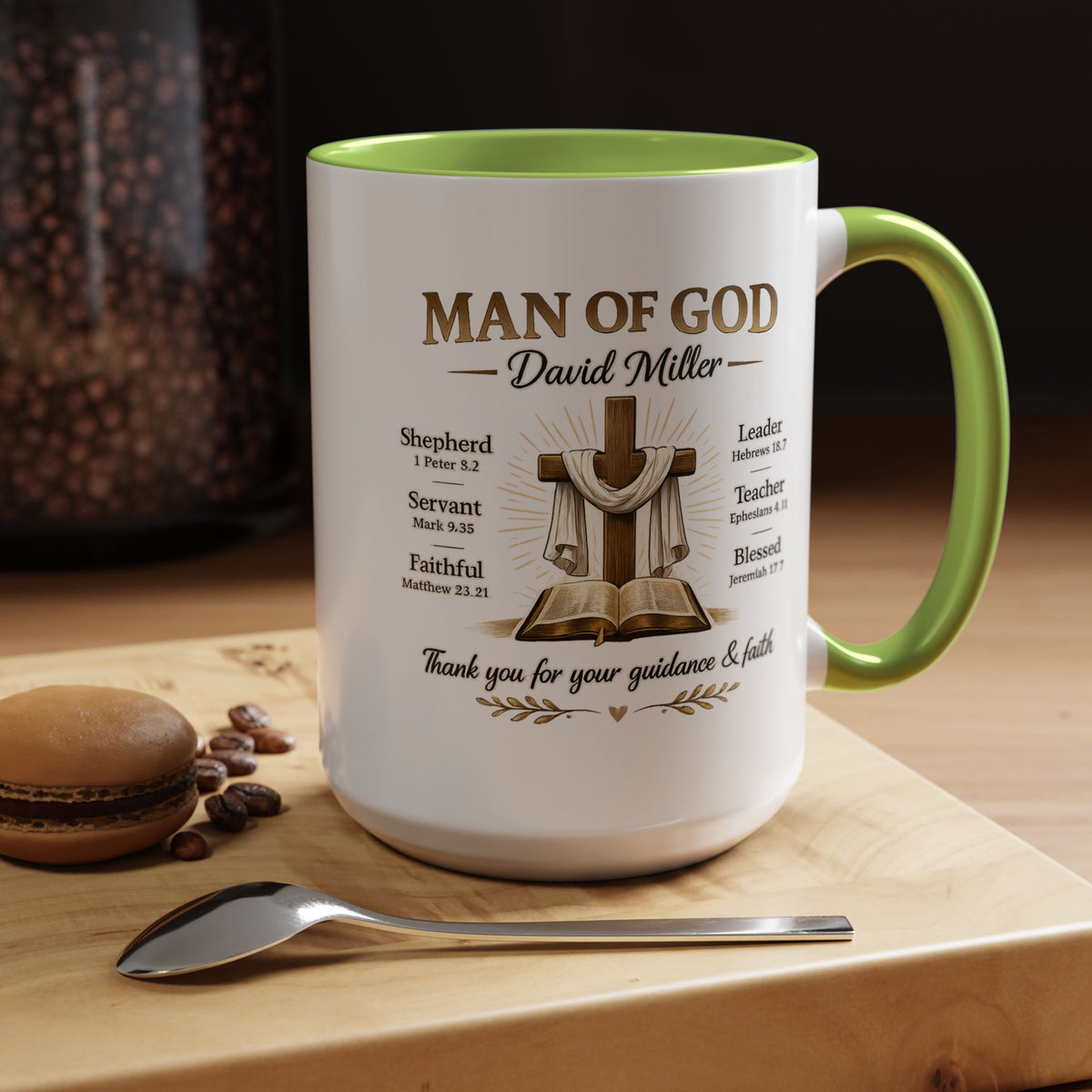 Personalized Man of God Mug, Christian Pastor Appreciation Gift, Custom Faith Coffee Mug for Pastor, Church Leader Thank You Gift