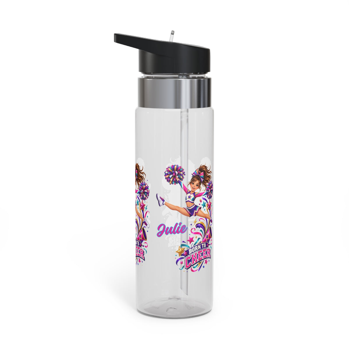 Personalized Cheerleader Water Bottle for Girls, Custom Name 20oz Kids Cheer Bottle, BPA-Free Tritan School & Sports Bottle, Cheer Gift for Girls