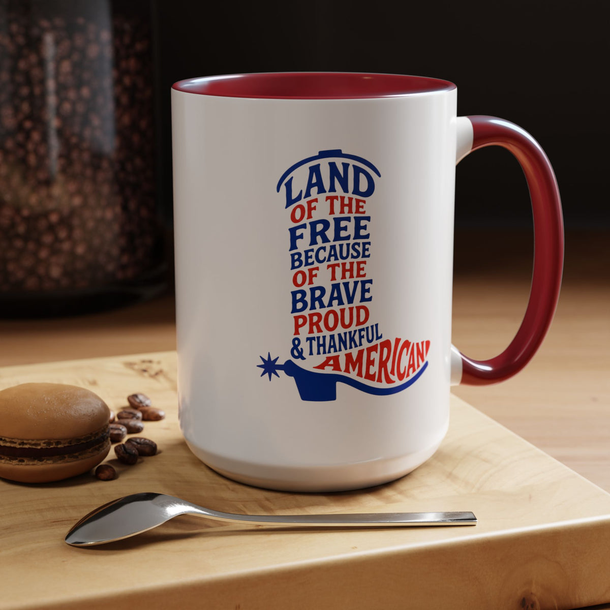 Land of the Free Because of the Brave Mug, Patriotic American Coffee Mug, Proud and Thankful USA Gift, Veteran Family Cup