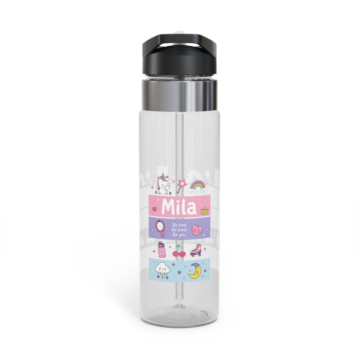 Personalized Transparent Water Bottle for Girls, Cute Unicorn Rainbow Drink Bottle, Kids School Water Bottle, Birthday Gift for Daughter