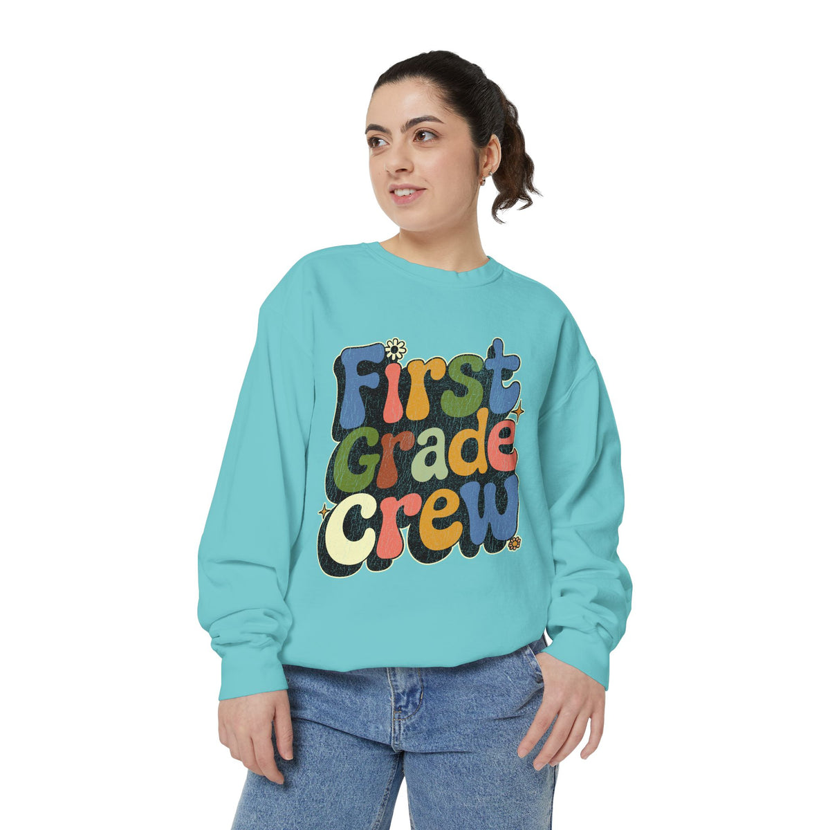 First Grade Crew Sweatshirt, Retro Teacher Team Crewneck, Elementary School Staff Gift, First Day Classroom Outfit, Grade One Team Pullover
