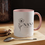 Personalized Name Mug, Floral Black Accent Coffee Cup with Custom Established Year, Grandmother Gift for Birthday, Mother's Day or Christmas