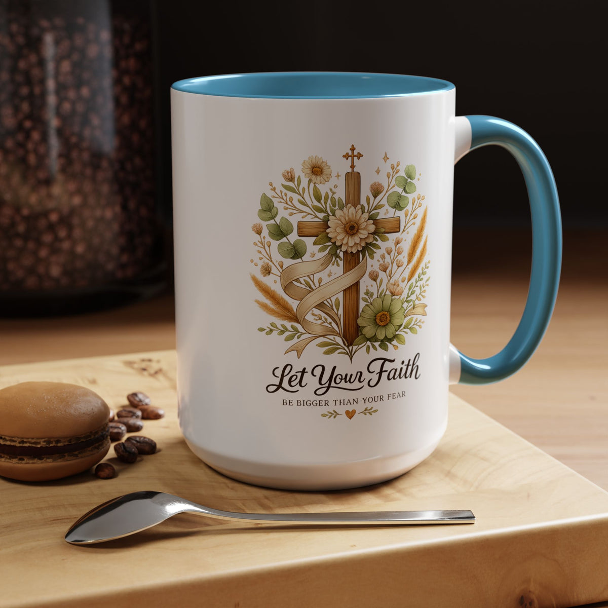 Christian Faith Inspirational Mug, Let Your Faith Be Bigger Than Your Fear Coffee Mug, Religious Gift for Women, Prayer Mug