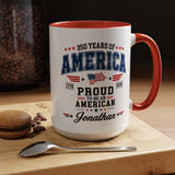 America 250th Coffee Mug with Flag, Semiquincentennial Gift for History Buffs, 1776 to 2026 Patriotic Ceramic Tea Cup