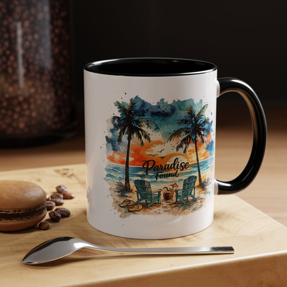 Tropical Beach Paradise Coffee Mug, Coastal Vacation Mug, Paradise Found Beach Lover Gift, Ocean Sunset Coffee Cup, Island Life Mug