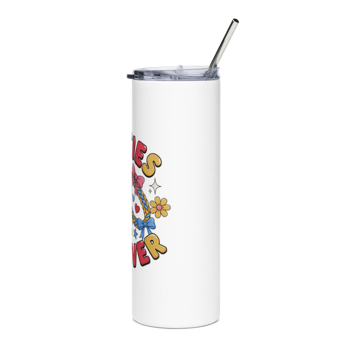 Besties Forever Skinny Tumbler, Colorful Friendship Cup, Cute Best Friend Gift, BFF Birthday Present for Besties and Coffee Lovers
