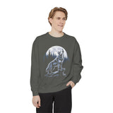 Howling Wolf Moon Sweatshirt, Mountain Forest Crewneck, Wildlife Lover Gift, Rustic Wilderness Graphic Cozy Outdoor Pullover Unisex Top