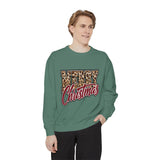 Merry Christmas Leopard Print Sweatshirt, Trendy Holiday Crewneck, Cheetah Lettering Pullover, Festive Gift for Women, Mom or Teacher