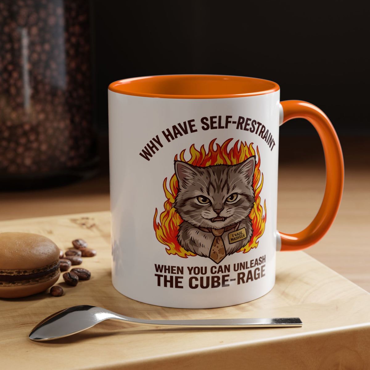 Funny Angry Cat Coffee Mug, Cube Rage Office Mug, Cat Lover Humor Gift, Workplace Stress Mug, Coworker Gift for Cat Owners