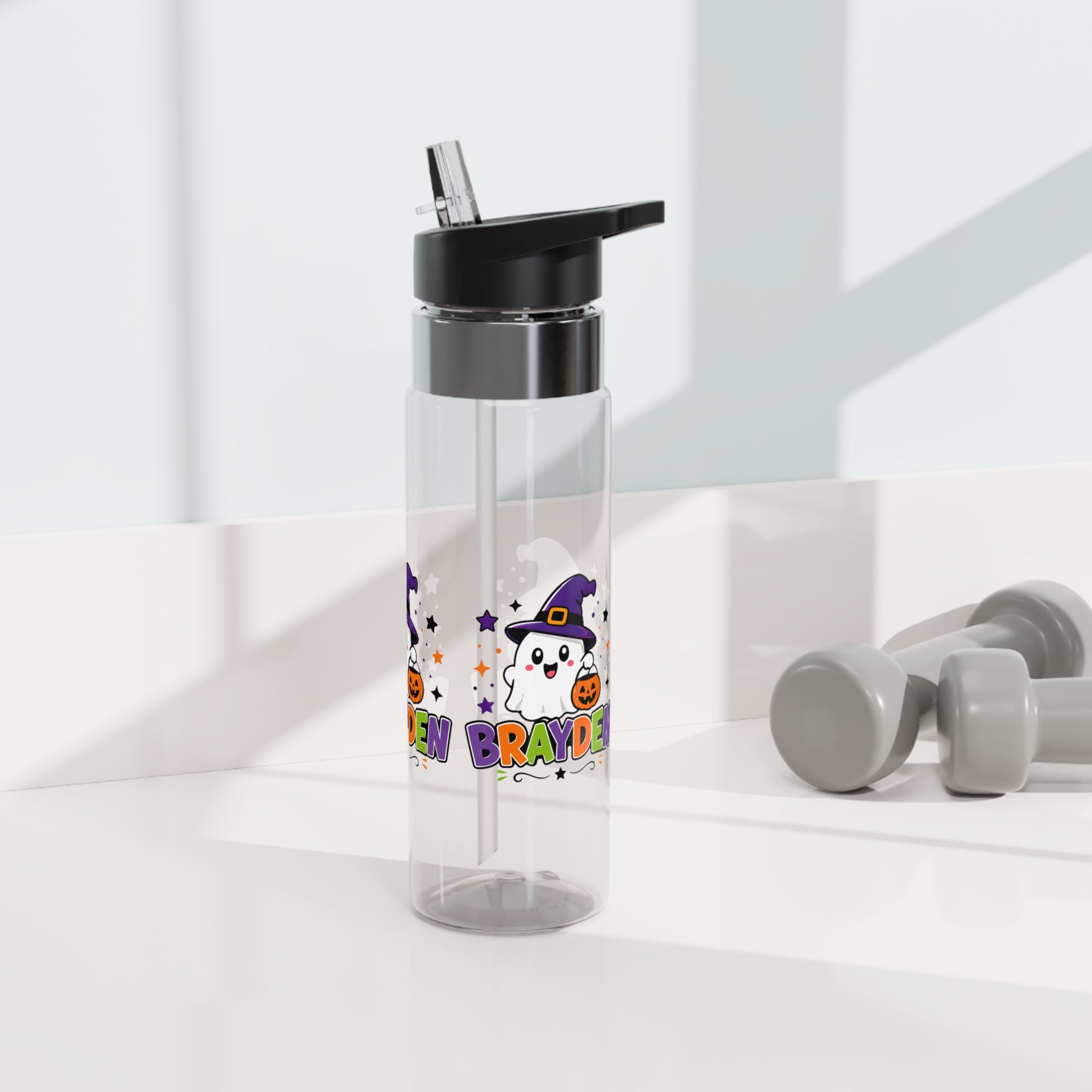 Halloween Transparent Water Bottle for Kids, Ghost Pumpkin Drink Bottle, Spooky Witch Hat School Bottle, Cute Halloween Gift for Boys