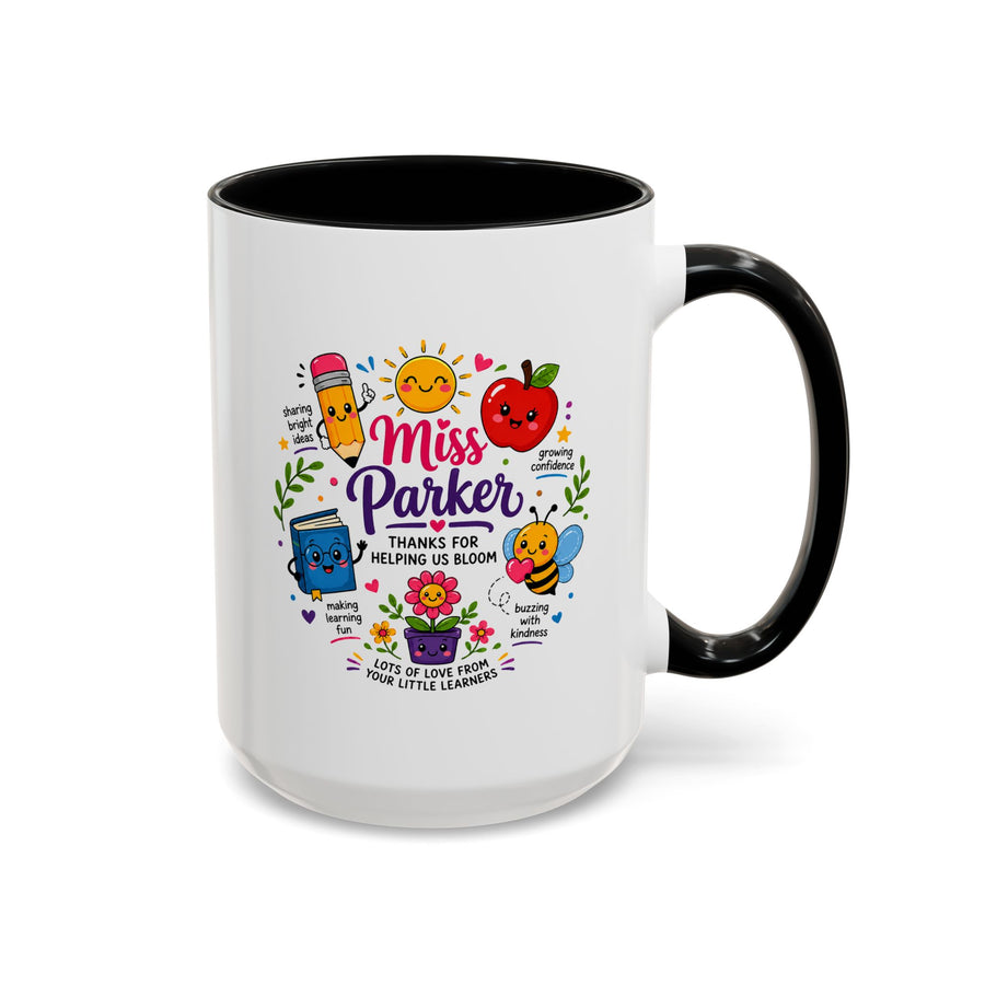 Personalized Teacher Mug with Name, Thank You Coffee Cup from Students, End of School Appreciation Gift, Colorful Classroom Keepsake