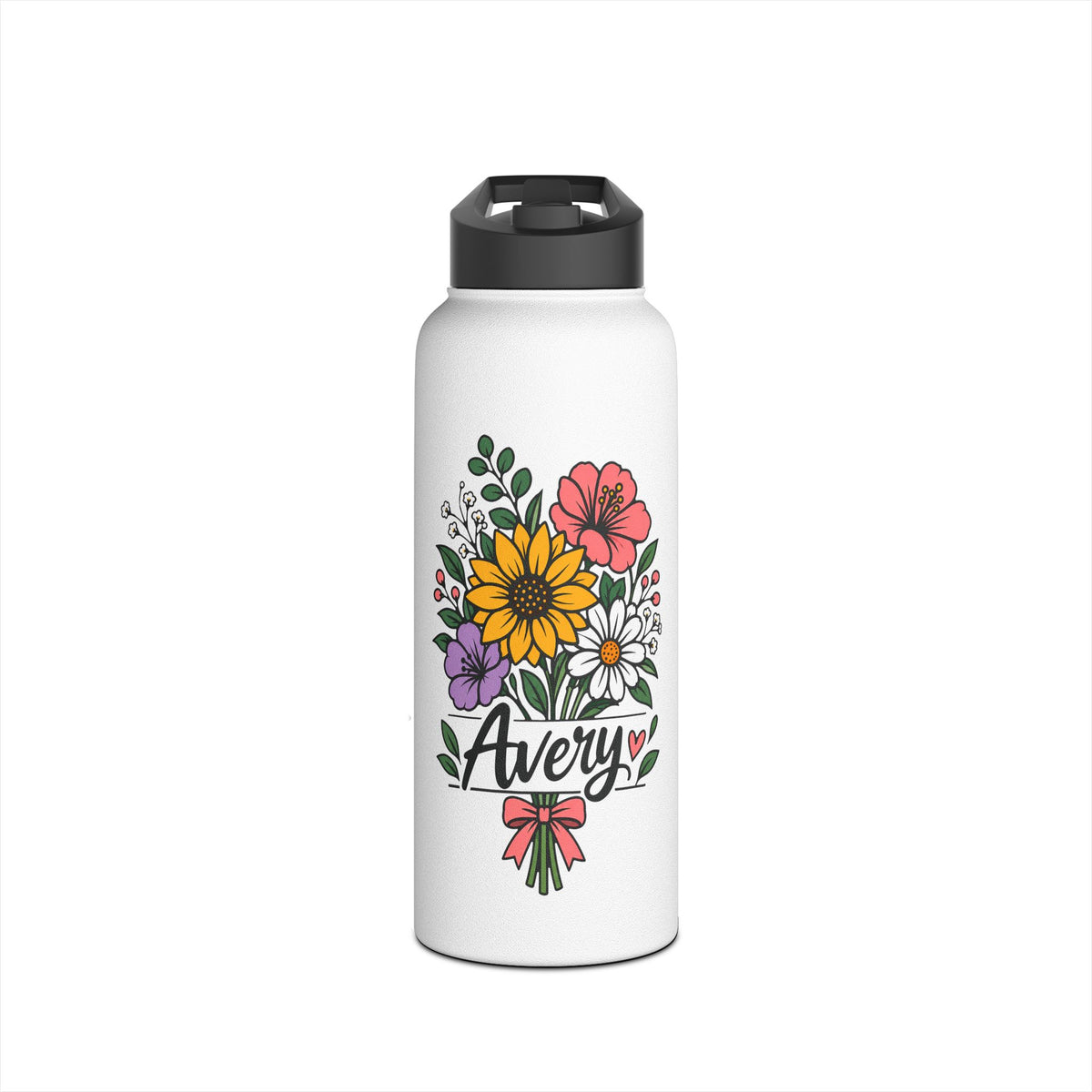 Personalized Water Bottle for Girls, Floral Reusable Drink Bottle, Custom Name Gift, Cute School Water Bottle, Hydration Bottle
