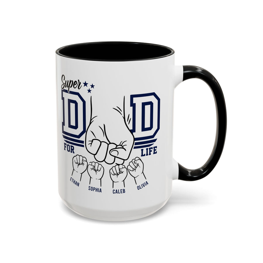 Personalized Super Dad Coffee Mug, Custom Dad Mug with Kids Names, Father's Day Gift for Dad, Dad for Life Coffee Cup, Gift from Children