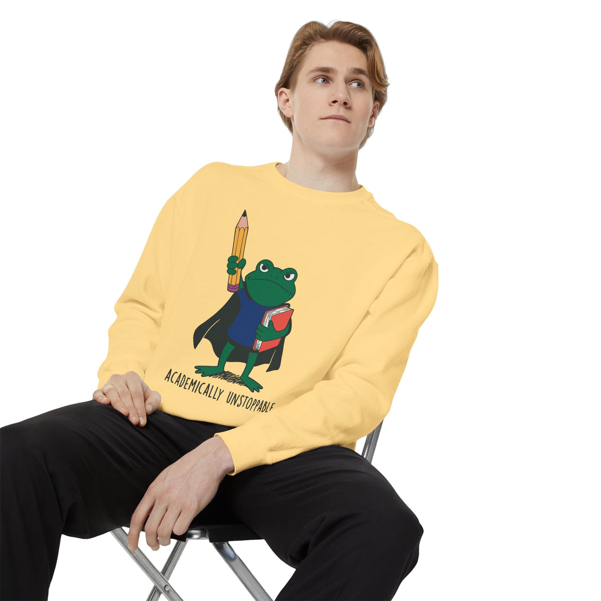 Academically Unstoppable Frog Sweatshirt, Funny Teacher Shirt, Book Lover Gift for Educator, Back to School Outfit, Classroom Crewneck
