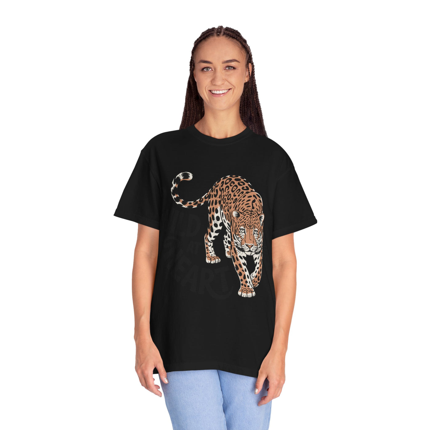 Leopard Graphic Comfort Colors Shirt, Wild At Heart Leopard Tee, Boho Animal Print Shirt, Safari Lover Gift for Women