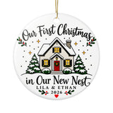 Personalized First Home Christmas Ornament, Our New Nest House with Couple Names and Year, Housewarming Keepsake Gift for New Homeowners