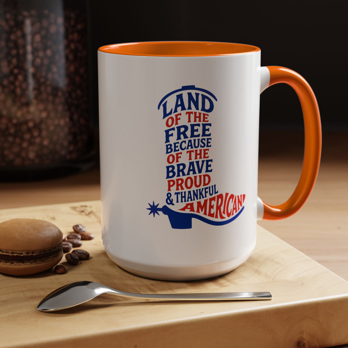 Land of the Free Because of the Brave Mug, Patriotic American Coffee Mug, Proud and Thankful USA Gift, Veteran Family Cup