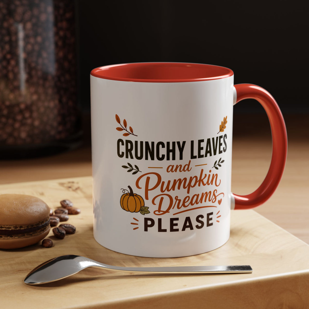 Cozy Air and Crunchy Leaves Mug, Pumpkin Dreams Fall Coffee Cup, Autumn Lover Gift for Her, Cute Seasonal Drinkware and Decor