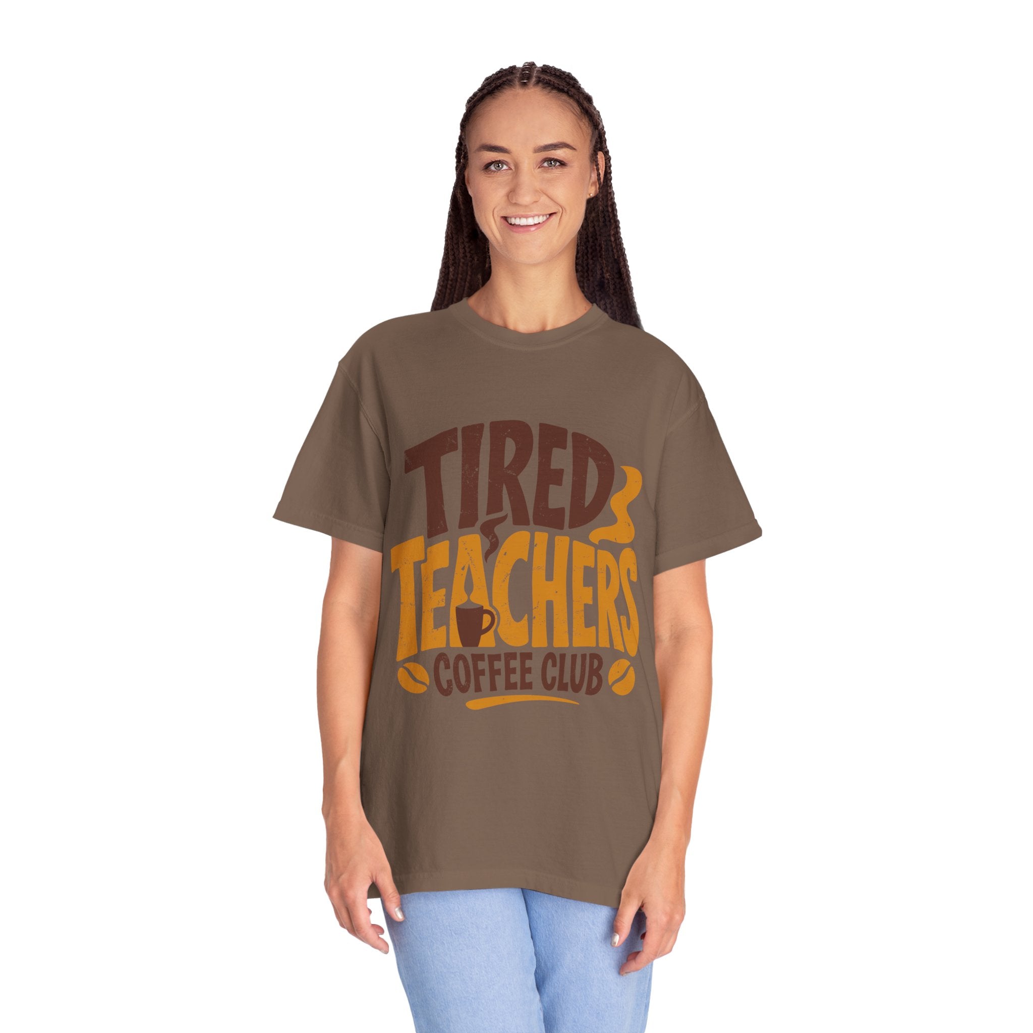 Funny Teacher Coffee Comfort Colors Shirt, Tired Teachers Coffee Club Tee, Teacher Appreciation Gift, Educator Graphic Shirt