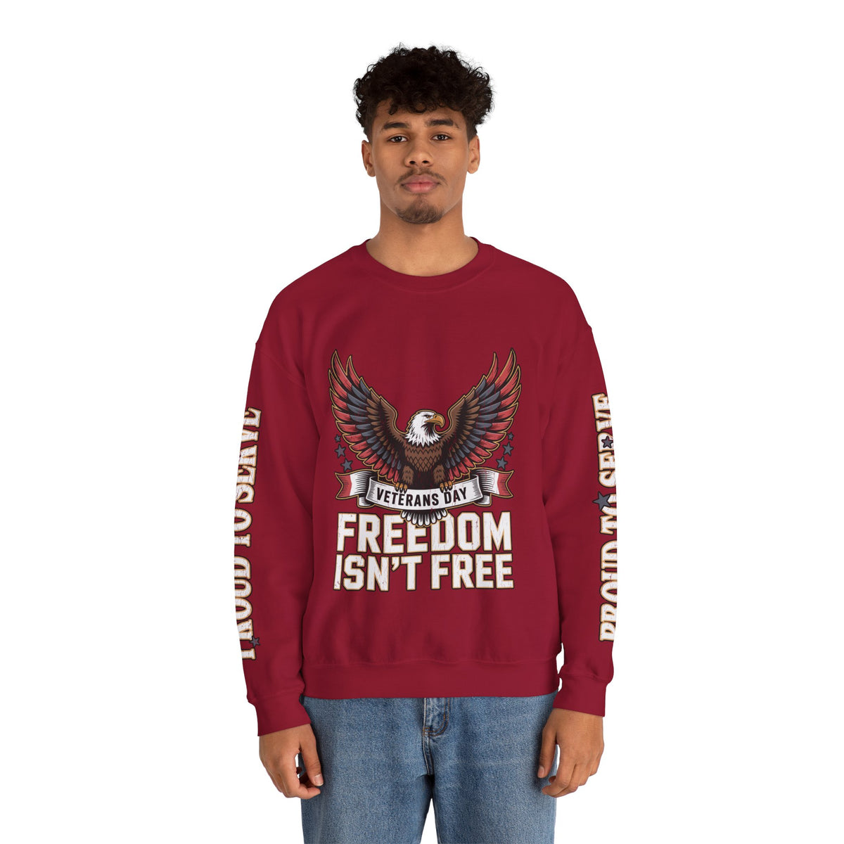 Veterans Day Sweatshirt, Freedom Isn't Free Eagle Pullover, Patriotic Military Top, Veteran Gift, American Pride, USA Clothing