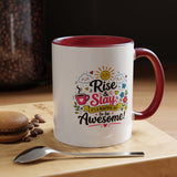 Rise and Slay Motivational Mug, Positive Quote Coffee Cup, Inspirational Gift for Her, Coworker Encouragement, Morning Routine Drinkware