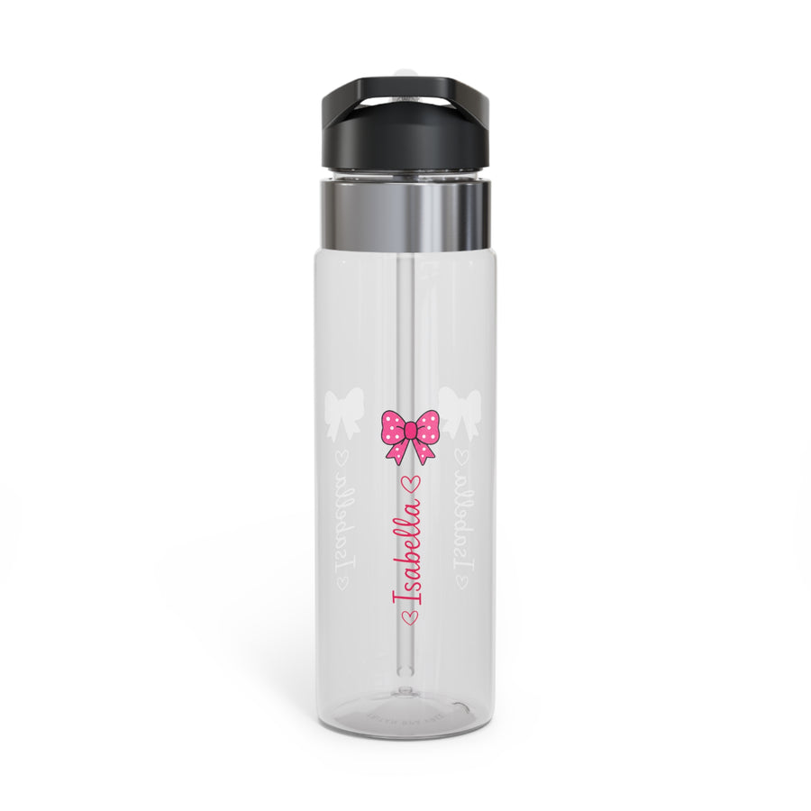 Personalized Girl Name Water Bottle, Transparent Water Bottle for Kids, Bow Design, Cute School Drink Bottle, Birthday Gift for Daughter