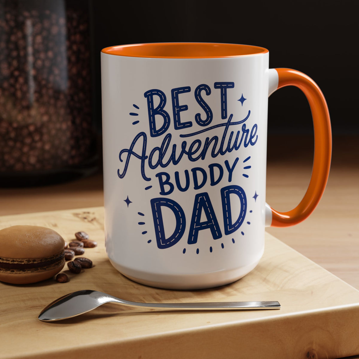Best Adventure Buddy Dad Coffee Mug, Father's Day Gift from Kids, Travel and Hiking Outdoor Papa Ceramic Tea Cup with Black Handle