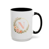 Personalized Floral Monogram Mug, Custom Initial Coffee Mug for Women, Botanical Letter Cup, Bridesmaid Gift, Birthday Gift for Her