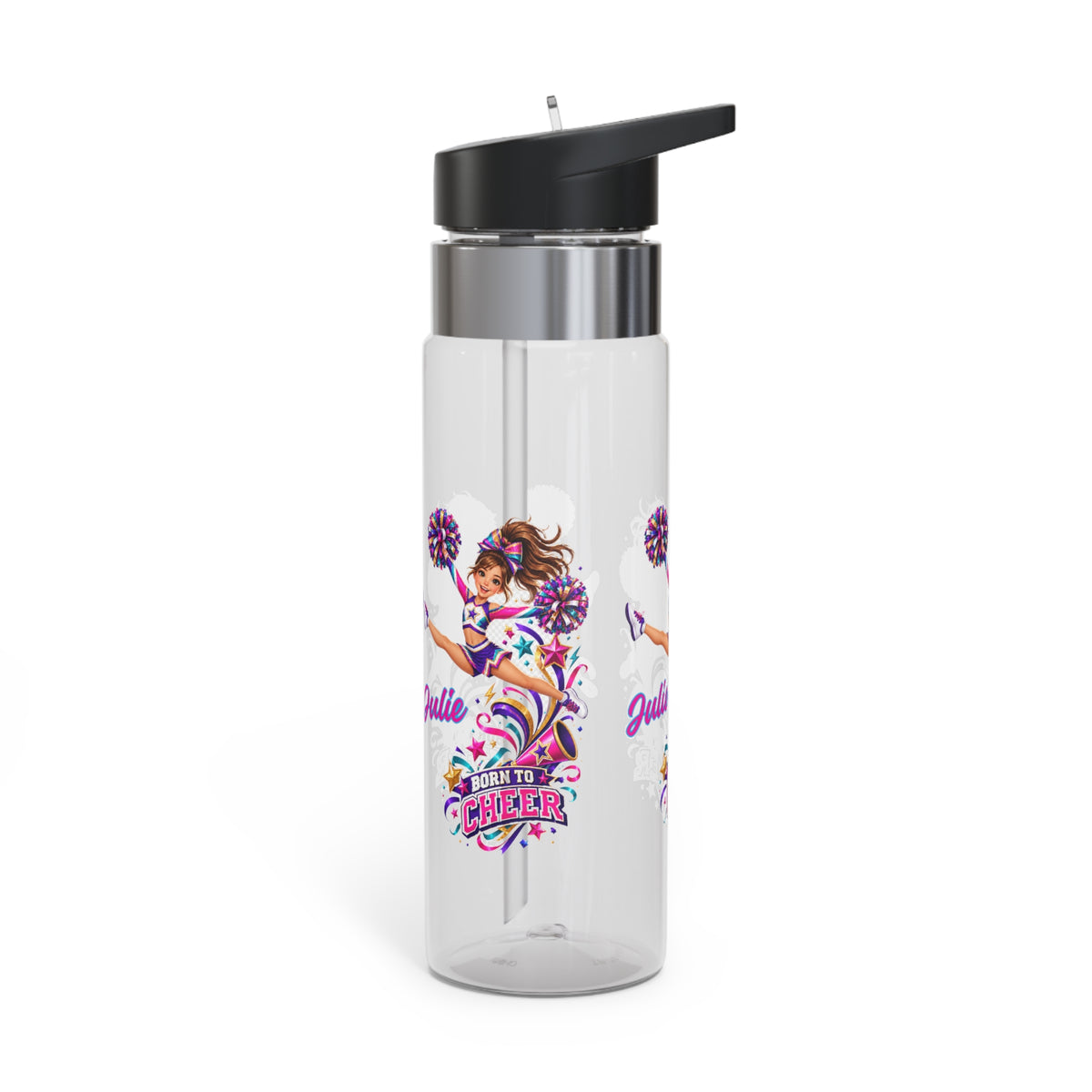 Personalized Cheerleader Water Bottle for Girls, Custom Name 20oz Kids Cheer Bottle, BPA-Free Tritan School & Sports Bottle, Cheer Gift for Girls