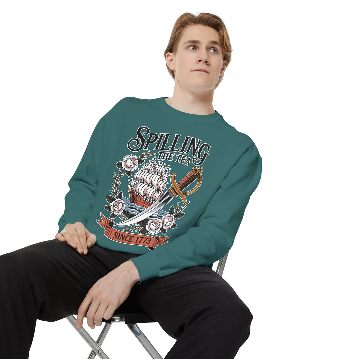 Spilling The Tea Since 1773 Comfort Colors Sweatshirt, Funny Boston Tea Party Crewneck, American History Humor