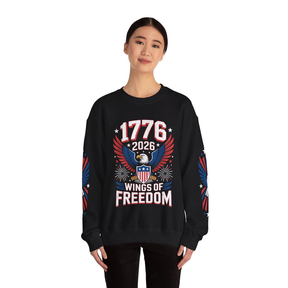 1776 Wings of Freedom Sweatshirt, Patriotic Eagle Pullover, American Flag Crewneck, USA 250th Anniversary Gift, Fourth of July Top