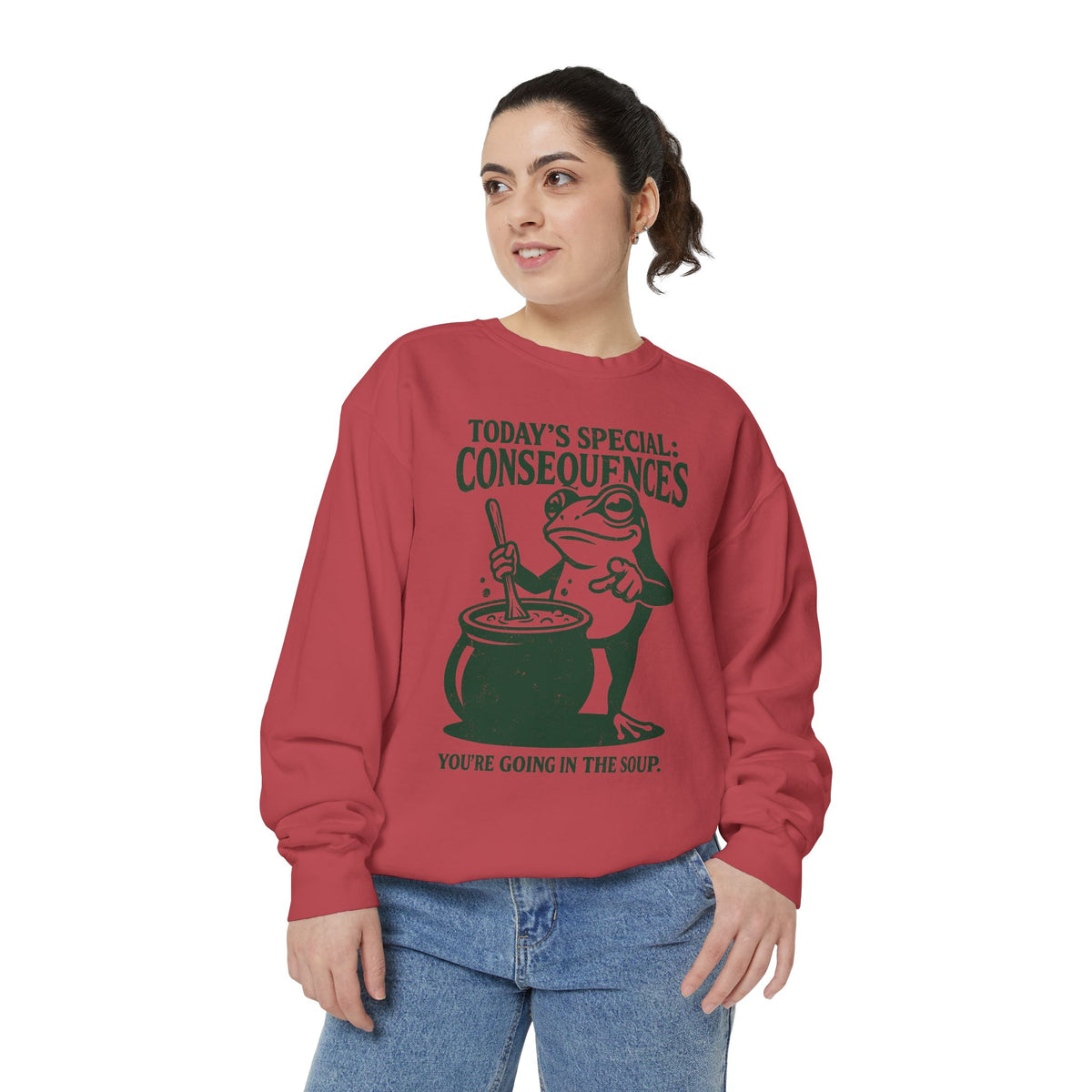Funny Frog Comfort Colors Sweatshirt, Today's Special Consequences Graphic Crewneck, Sarcastic Meme Sweatshirt Gift