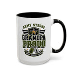 Army Strong Grandpa Mug, Grandpa Proud Military Coffee Cup, Veteran Grandfather Gift, Service Legacy Present for Birthday or Father's Day