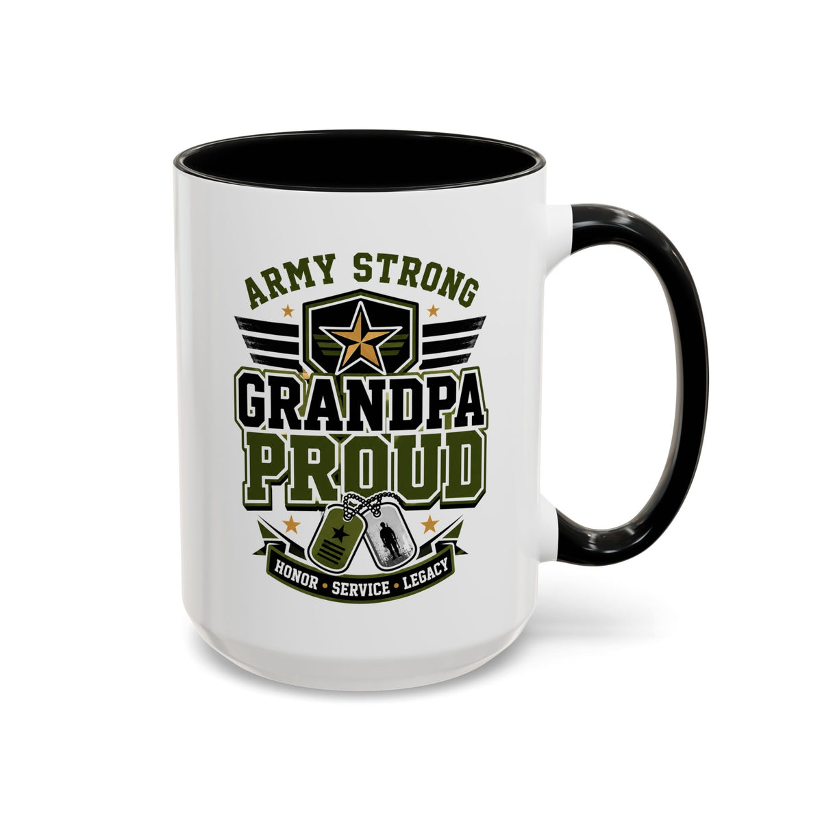 Army Strong Grandpa Mug, Grandpa Proud Military Coffee Cup, Veteran Grandfather Gift, Service Legacy Present for Birthday or Father's Day