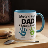 Personalized World's Best Dad Coffee Mug, Custom Handprint Dad Mug with Kids Names, Father's Day Gift for Dad, Gift from Children