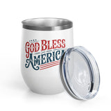 God Bless America Wine Tumbler, Patriotic Drinkware for Women, USA Wine Cup, Fourth of July Gift, American Pride Gift, Red White Blue Cup