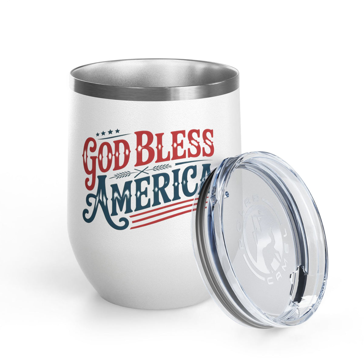 God Bless America Wine Tumbler, Patriotic Drinkware for Women, USA Wine Cup, Fourth of July Gift, American Pride Gift, Red White Blue Cup