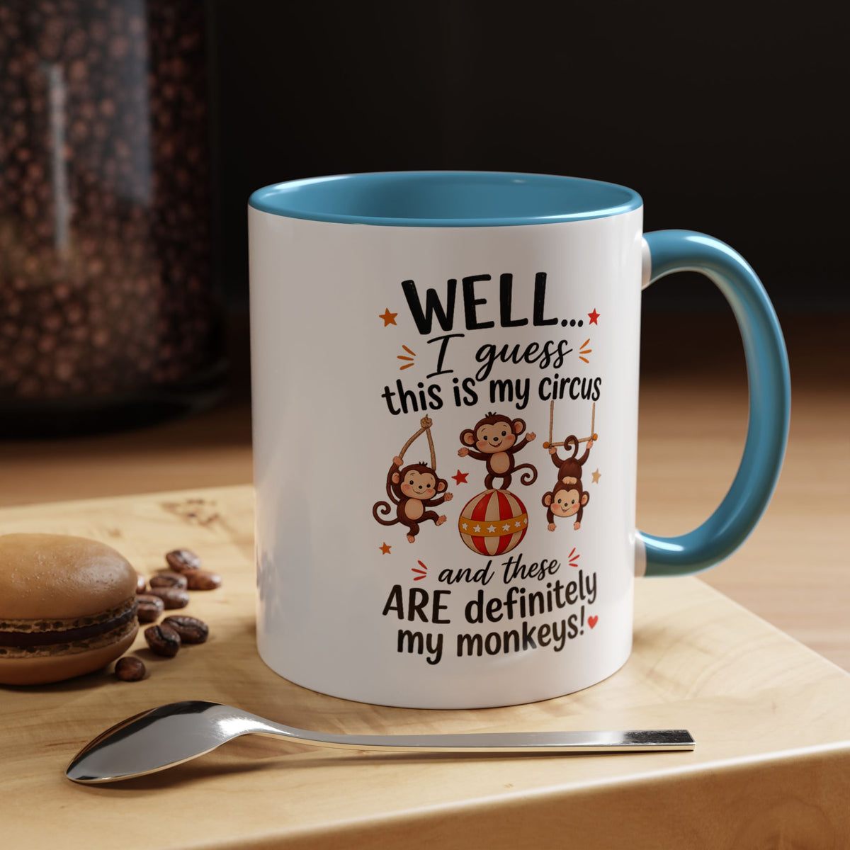 Funny Mom Life Coffee Mug, This Is My Circus These Are My Monkeys Mug, Motherhood Humor Gift, Mom Coffee Cup for Busy Moms