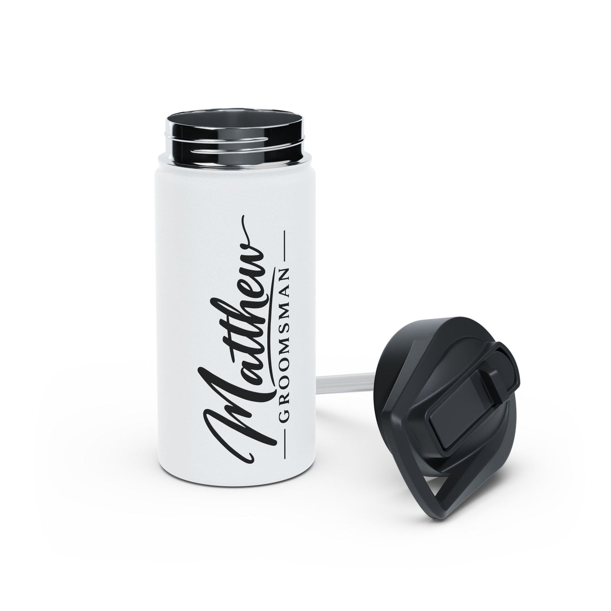 Personalized Junior Groomsman Water Bottle, Stainless Steel Kids Straw Bottle, Custom Name Ring Bearer Gift, Boys Wedding Party Gift