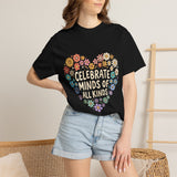 Comfort Colors Celebrate Minds of All Kinds Shirt, Autism Acceptance Flower Heart Tee, Neurodiversity Awareness Shirt, Teacher Gift